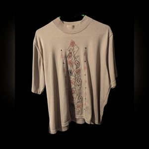 Bon Worth Size Large Embroidered & Studs Top, Pre-Owned
